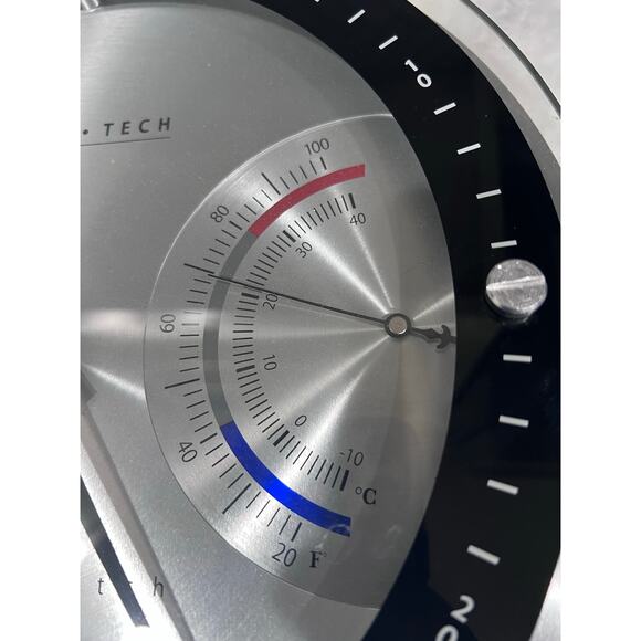 Modern Tech Wall Clock Weather Station Temp Humidity Brushed Aluminum 12” - Picture 3 of 10